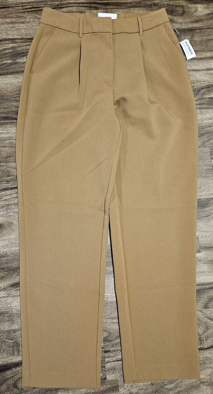 NWT Old Navy Women's Medium Taylor Straight Trouser Pants Slacks Tan Extra High